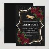 Luxury Black & Gold Glitter Kentucky Derby Invitat Einladung (Vorne/Hinten)