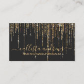 Luxury Black Gold Glitzer Fringe Vorhang Visitenkarte (Vorderseite)