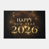 Luxury black gold happy new year welcome door mat fußmatte (Vorderseite)