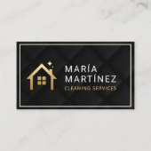 Luxury Black Gold House Cleaning Services Quilted Visitenkarte (Vorderseite)