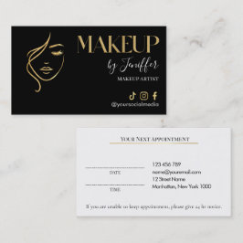 Luxury Black & Gold Makeup Appointment Card Terminkarte