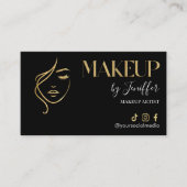 Luxury Black & Gold Makeup Appointment Card Terminkarte (Vorderseite)