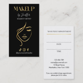 Luxury Black & Gold Makeup Appointment Card Terminkarte