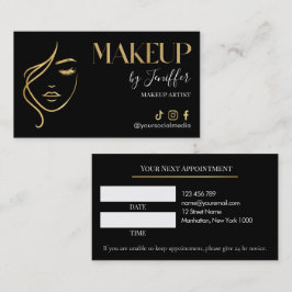Luxury Black & Gold Makeup Appointment Card Terminkarte