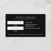 Luxury Black & Gold Makeup Appointment Card Terminkarte (Rückseite)