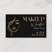 Luxury Black & Gold Makeup Appointment Card Terminkarte (Vorderseite)