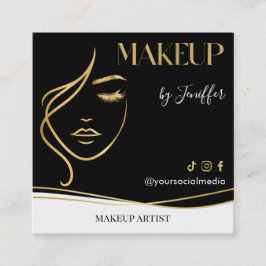 Luxury Black & Gold Makeup artist Bussines card Quadratische Visitenkarte