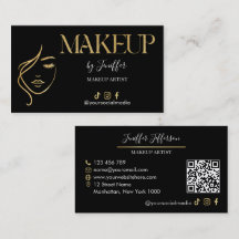 Luxury Black & Gold Makeup artist Bussines card