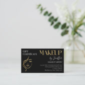 Luxury Black & Gold Makeup Gift Certificate Card Treuekarte (Stehend Vorderseite)