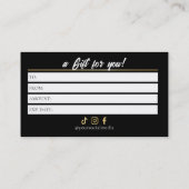 Luxury Black & Gold Makeup Gift Certificate Card Treuekarte (Rückseite)