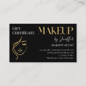 Luxury Black & Gold Makeup Gift Certificate Card Treuekarte (Vorderseite)
