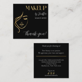 Luxury Black & Gold Makeup Thank you Card Treuekarte