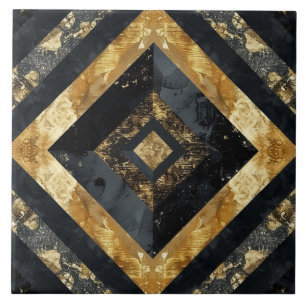 Luxury Black Gold Marble Geometric Fliese