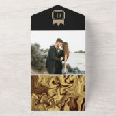 Luxury Black Gold Marmor Monogram Wedite Einladung (Außenbereich)