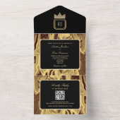 Luxury Black Gold Marmor Monogram Wedite Einladung (Innen Boden)