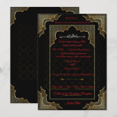 Luxury Black & Gold Muslim Wedding Invitation Einladung (Vorne/Hinten)