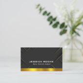 Luxury Black Gold Photo Real Estate Agent QR Code Visitenkarte (Stehend Vorderseite)