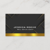 Luxury Black Gold Photo Real Estate Agent QR Code Visitenkarte (Vorderseite)