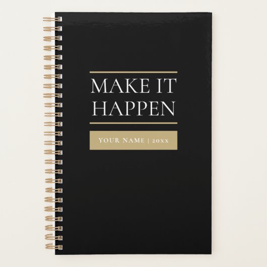 Luxury Black & Gold Planner | Custom Name & Year Planer (Vorderseite)