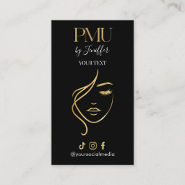 Luxury Black & Gold PMU Appointment Card Terminkarte