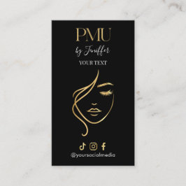 Luxury Black & Gold PMU Appointment Card Terminkarte
