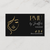 Luxury Black & Gold PMU Appointment Card Terminkarte (Vorderseite)