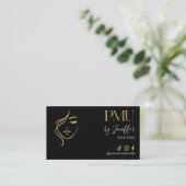 Luxury Black & Gold PMU Appointment Card Terminkarte (Stehend Vorderseite)