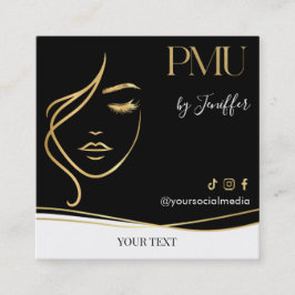 Luxury Black & Gold PMU Bussines card Quadratische Visitenkarte