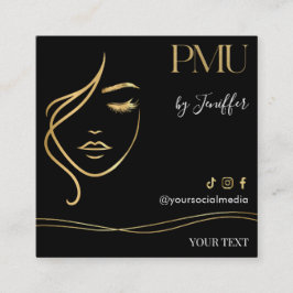 Luxury Black & Gold PMU Bussines card Quadratische Visitenkarte