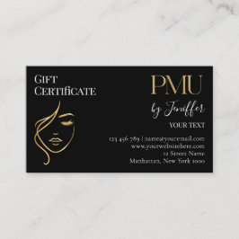 Luxury Black & Gold PMU Gift Certificate Card Treuekarte