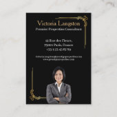 Luxury Black Gold Real Estate Photo Monogram Visitenkarte (Rückseite)