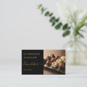 Luxury Black Gold Script Chocolatier Photo Visitenkarte (Stehend Vorderseite)