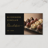 Luxury Black Gold Script Chocolatier Photo Visitenkarte (Vorderseite)