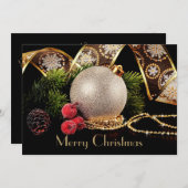 Luxury Black Gold Silver Classic Weihnachtskarte (Vorne/Hinten)