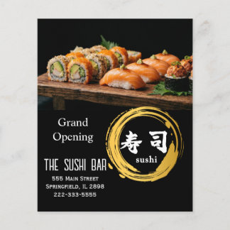 Luxury Black Gold Sushi Bar Grand Opening Flyer