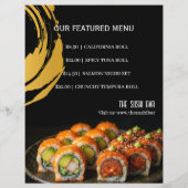 Luxury Black Gold Two-Sided Sushi Bar Menu Flyer (Hinten)