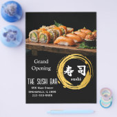 Luxury Black Gold Two-Sided Sushi Bar Menu Flyer (Einzeln)