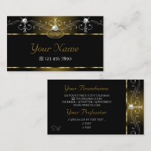 Luxury Black Gold Verziert Sparkle Jewels Monogram