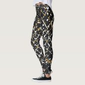 Luxury,Black Gold White Abstract Leggings (Links)