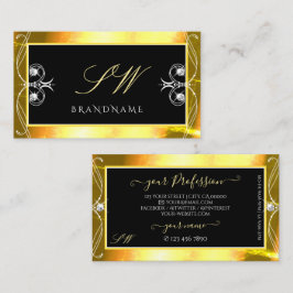Luxury Black Golden Sparkle Jewels Initials Verzie Visitenkarte