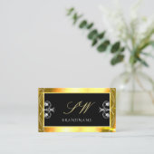 Luxury Black Golden Sparkle Jewels Initials Verzie Visitenkarte (Stehend Vorderseite)