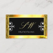 Luxury Black Golden Sparkle Jewels Initials Verzie Visitenkarte (Vorderseite)
