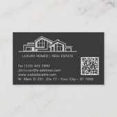 Luxury Black Gray Real Estate Chic Professional Visitenkarte (Rückseite)