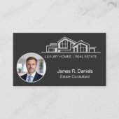 Luxury Black Gray Real Estate Chic Professional Visitenkarte (Vorderseite)