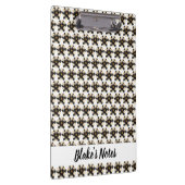 Luxury Black Ivory Floral Name Klemmbrett (Rechts)