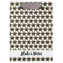Luxury Black Ivory Floral Name Klemmbrett