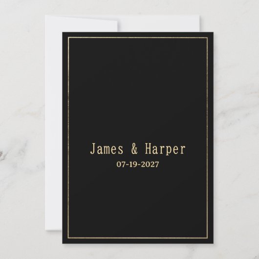 Luxury black ivory gold peony floral RSVP Einladung (Rückseite)