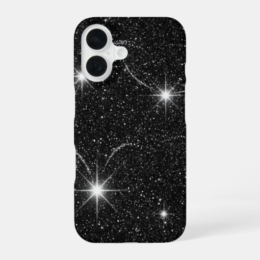 Luxury Black Night Sky Starry Sparkle iPhone 16 Ca Hülle (Rückseite)