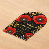 Luxury Black Red and Gold Floral Wedding Acryleinladungen (Ablage )