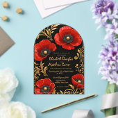 Luxury Black Red and Gold Floral Wedding Acryleinladungen (Insitu (Hochzeit))